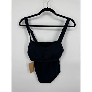 NWT Popflex Boardwalk Bombshell One Piece Women's Medium Black Rib Summer Beach